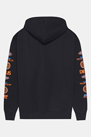 Siyah Relax Kalıp Kapuşonlu Sweatshirt_2