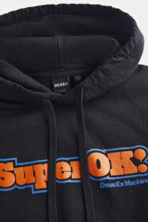 Siyah Relax Kalıp Kapuşonlu Sweatshirt_3