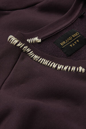 Mor Relax Kalıp Bisiklet Yaka Sweatshirt_3