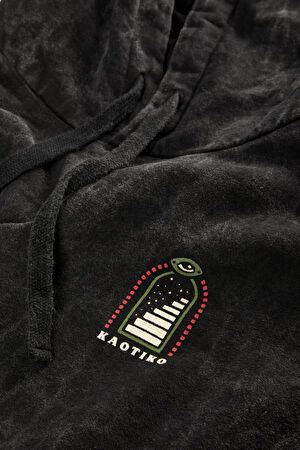 Siyah Relax Kalıp Kapuşonlu Sweatshirt_3