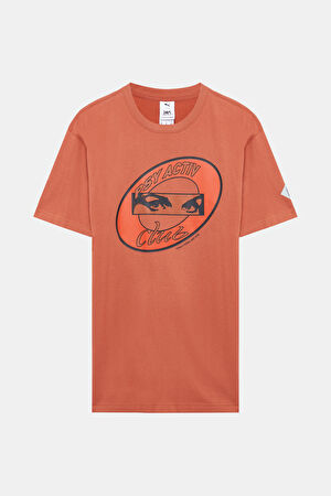 P.A.M. Relax Kalıp Kırmızı Bisiklet Yaka Baskılı T-Shirt