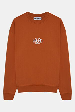 Turuncu Relax Kalıp Bisiklet Yaka Sweatshirt
