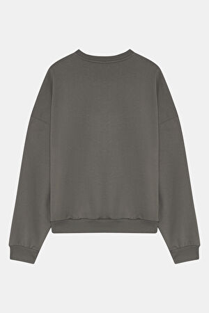 Koyu Gri Bisiklet Yaka Sweatshirt_2