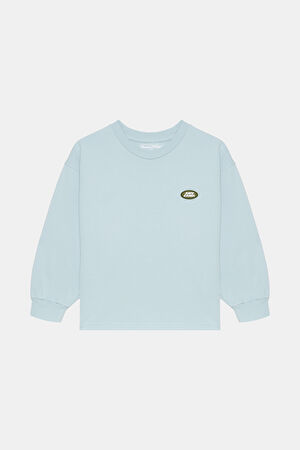 Açık Mavi Bisiklet Yaka T-Shirt_2
