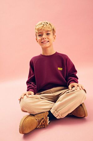 Bordo Bisiklet Yaka Sweatshirt_2