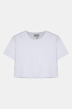 Beyaz Bisiklet Yaka T-Shirt_4