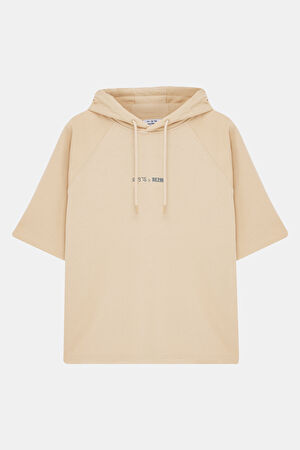 Bej Kapüşonlu Sweatshirt