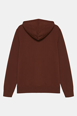 Kahve Relax Kalıp Kapuşonlu Sweatshirt_5