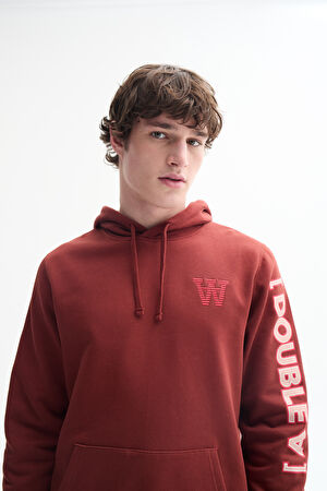 Kahve Relax Kalıp Kapuşonlu Sweatshirt