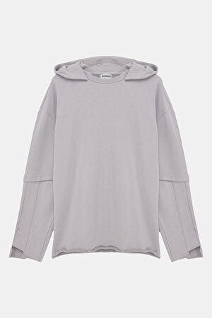Gri Kapüşonlu Sweatshirt_3