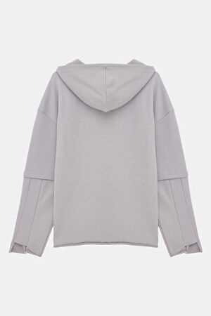 Gri Kapüşonlu Sweatshirt_4
