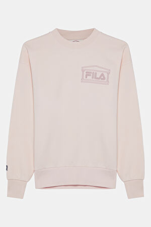 Açık Pembe Relax Kalıp Bisiklet Yaka Sweatshirt