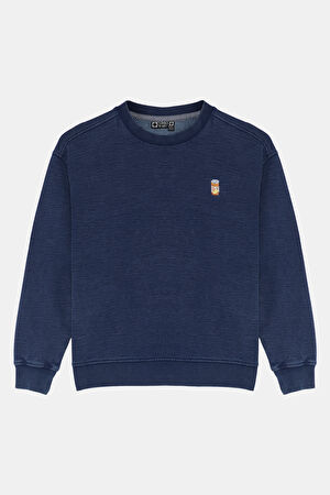 Lacivert Bisiklet Yaka Sweatshirt