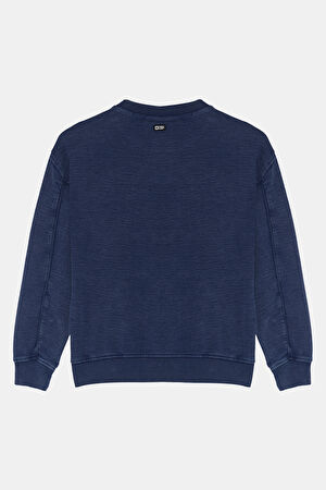 Lacivert Bisiklet Yaka Sweatshirt_2