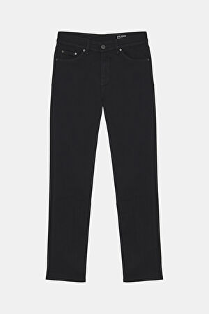 Siyah Boru Paça Jean Pantolon
