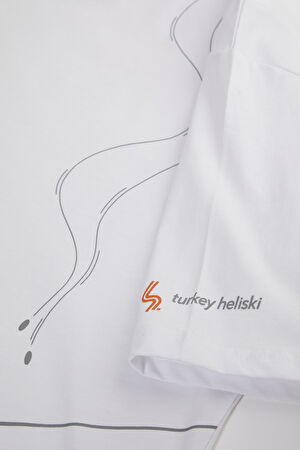 Heliski Ekru Bisiklet Yaka Baskılı T-Shirt_4