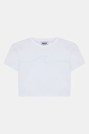 Beyaz Bisiklet Yaka T-Shirt