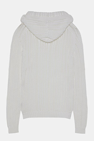 Beyaz Kapuşonlu Sweatshirt_2