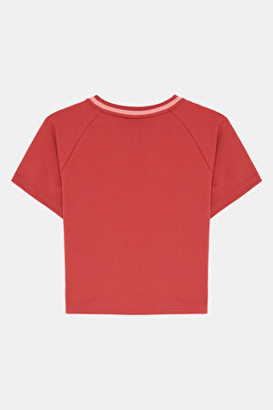 Palomo Dar Kalıp Kırmızı O Yaka Baskılı T-Shirt_5