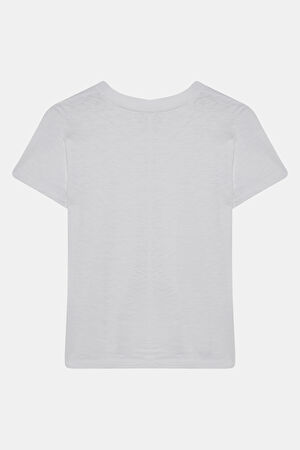 Beyaz Bisiklet Yaka T-Shirt_2