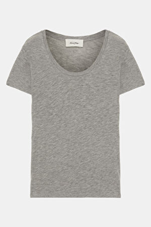Gri Melanj Kayık Yaka T-Shirt