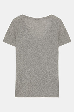 Gri Melanj Kayık Yaka T-Shirt_2
