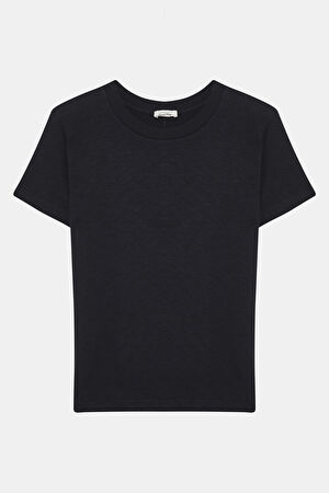 Siyah Bisiklet Yaka T-Shirt