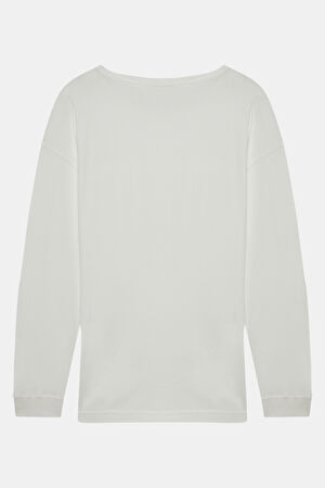 Oversize Beyaz Bisiklet Yaka T-Shirt_2