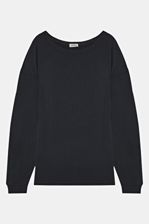Oversize Siyah Bisiklet Yaka T-Shirt