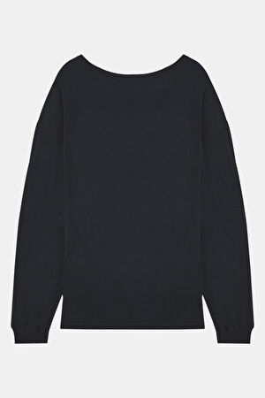 Oversize Siyah Bisiklet Yaka T-Shirt_2