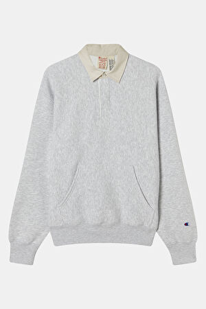 Açık Gri Relax Kalıp Polo Yaka Sweatshirt_3