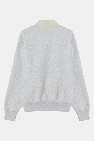 Açık Gri Relax Kalıp Polo Yaka Sweatshirt_4
