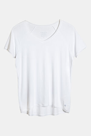 Relax Kalıp Beyaz V Yaka T-Shirt
