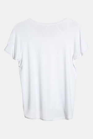 Relax Kalıp Beyaz V Yaka T-Shirt_2