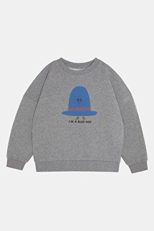 Gri Melanj Bisiklet Yaka Sweatshirt