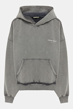 Gri Relax Kalıp Kapüşonlu Sweatshirt