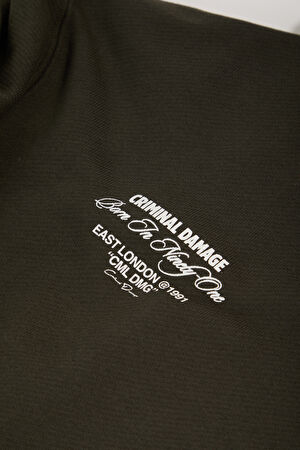 Koyu Yeşil Relax Kalıp Kapüşonlu Sweatshirt_4