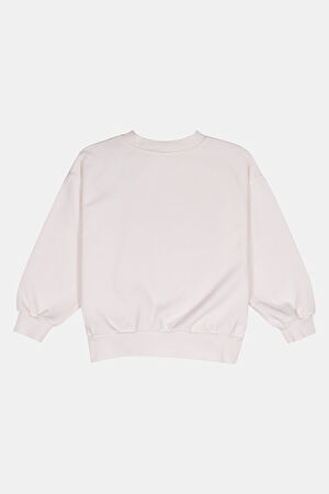 Ekru Relax Kalıp Bisiklet Yaka Sweatshirt_2