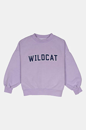 Lila Relax Kalıp Bisiklet Yaka Sweatshirt