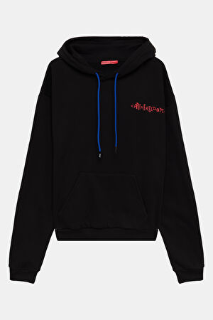 Siyah Oversize Kapüşonlu Sweatshirt