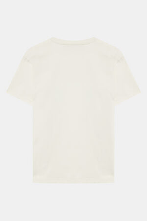 Oversize Ekru Bisiklet Yaka Baskılı T-Shirt_2