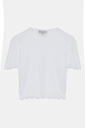 Beyaz Bisiklet Yaka T-Shirt_2