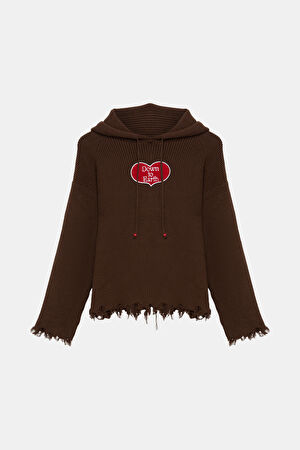 Kahve Kapüşonlu Sweatshirt
