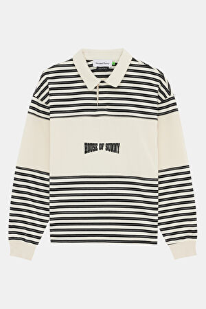 Siyah Polo Yaka Sweatshirt