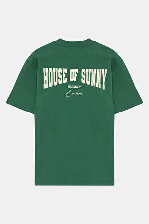 Koyu Yeşil Bisiklet Yaka Baskılı T-Shirt_2