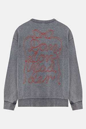 Gri Relax Kalıp Bisiklet Yaka Sweatshirt_2
