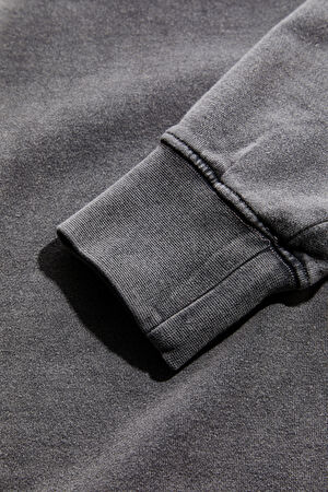 Gri Relax Kalıp Bisiklet Yaka Sweatshirt_4