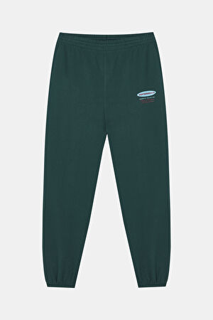 Oversize Yeşil Boru Paça Organik Pamuk Spor Pantolon