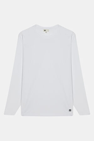 Beyaz Bisiklet Yaka T-Shirt