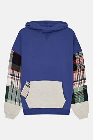 Koyu Mavi Kapüşonlu Sweatshirt